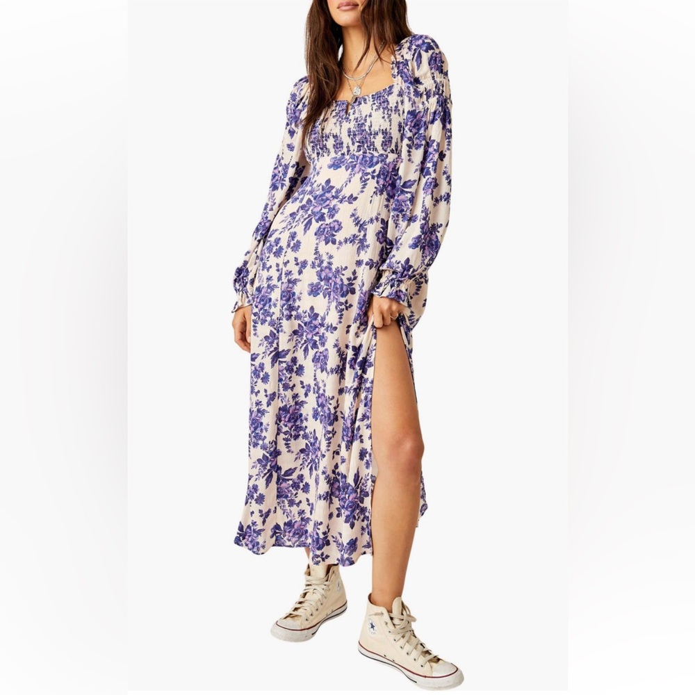 Free People Jaymes Floral Smocked Long Sleeve Maxi Dress NWT